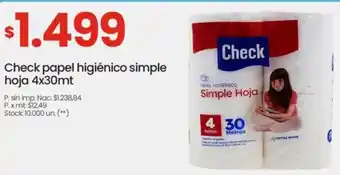 Changomas Check papel higiénico simple oferta