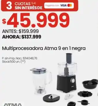Changomas ATMA Multiprocesadora 9 en 1 negra oferta
