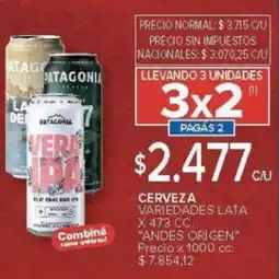 Carrefour Andes origen cerveza variedades lata oferta