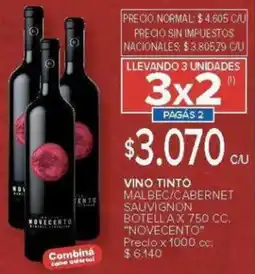 Carrefour Novecento vino tinto malbec/cabernet sauvignon oferta
