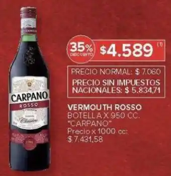 Carrefour Carpano vermouth rosso botella oferta