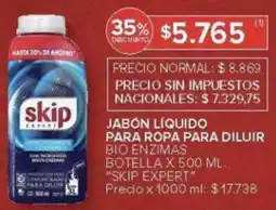 Carrefour Skip expert jabón líquido para ropa para diluir bio enzimas oferta