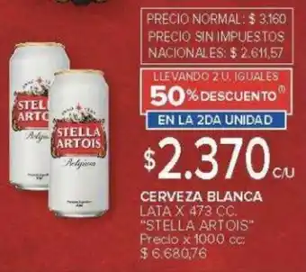 Carrefour Stella artois cerveza blanca lata oferta