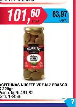 Maxiconsumo Nucete Aceitunas Vde. N.7 Frasco x 220gr oferta