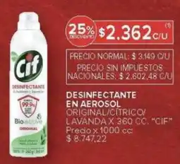 Carrefour Cif desinfectante en aerosol original/citrico/ lavanda oferta