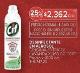 Carrefour Cif desinfectante en aerosol original/citrico/ lavanda oferta