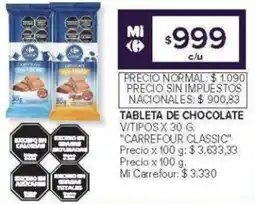 Carrefour Carrefour classic tableta de chocolate v/tipos oferta