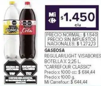 Carrefour Carrefour classic gaseosa regular/light v/sabores botella oferta