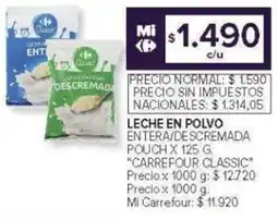 Carrefour Carrefour classic leche en polvo entera/descremada pouch oferta