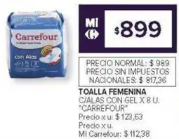 Carrefour Carrefour toalla femenina c/alas con gel oferta