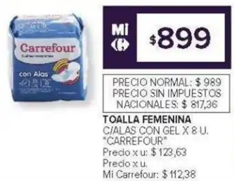 Carrefour Carrefour toalla femenina c/alas con gel oferta