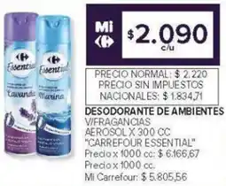 Carrefour Carrefour essential desodorante de ambientes v/fragancias aerosol oferta