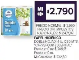 Carrefour Carrefour essential papel higiénico doble hoja oferta
