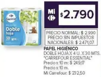 Carrefour Carrefour essential papel higiénico doble hoja oferta