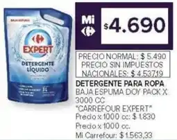 Carrefour Carrefour expert detergente para ropa baja espuma oferta