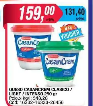 Maxiconsumo Casancrem Queso Clasico / Light / Intenso 290gr oferta