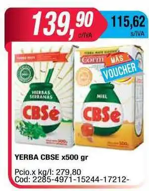 Maxiconsumo Cbsé Yerba x500gr oferta