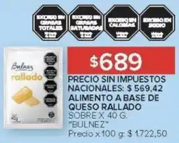 Carrefour Bulnez alimento a base de queso rallado sobre oferta