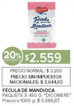 Carrefour Dicomere fécula de mandioca paquete oferta