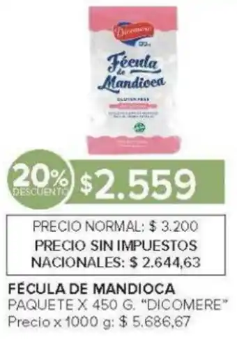 Carrefour Dicomere fécula de mandioca paquete oferta