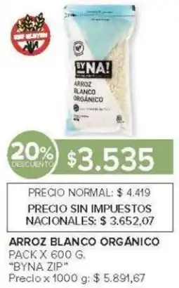 Carrefour Byna zip arroz blanco orgánico pack oferta