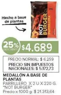 Carrefour Not burger medallón a base de plantas parrillero oferta