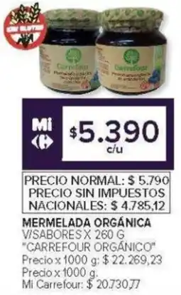 Carrefour Carrefour orgánico mermelada orgánica v/sabores oferta