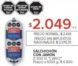 Carrefour Lario salchichón con jamón oferta