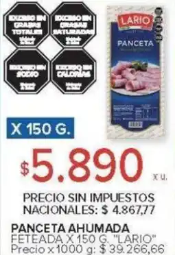 Carrefour Lario panceta ahumada feteada oferta