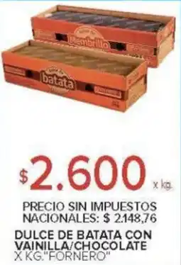 Carrefour Fornero dulce de batata con vainilla/chocolate oferta