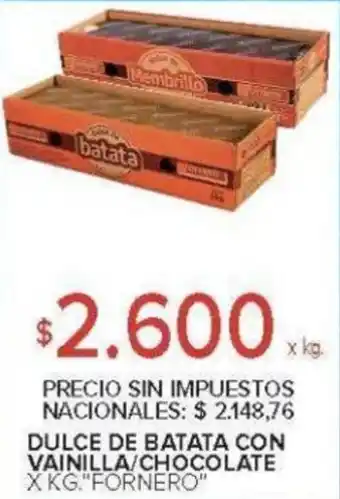 Carrefour Fornero dulce de batata con vainilla/chocolate oferta