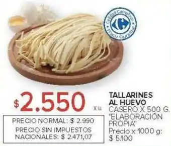 Carrefour Elaboración propia tallarines al huevo casero oferta