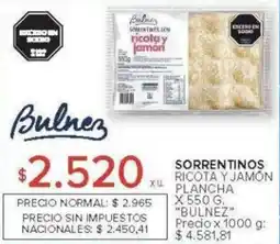 Carrefour Bulnez sorrentinos ricota y jamón plancha oferta