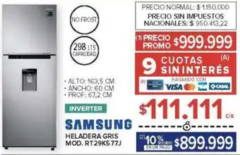 Carrefour Samsung heladera gris oferta