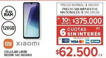 Carrefour Xiaomi redmi 14c celular libre negro oferta