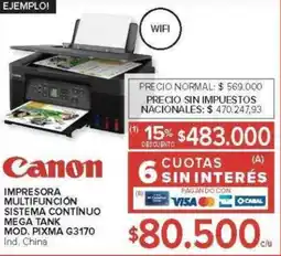 Carrefour Canon impresora multifunción sistema continuo mega tank oferta