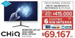 Carrefour Chiq monitor led 32" oferta
