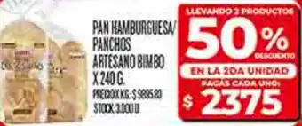 Supermercados DIA Bimbo pan hamburguesa/ panchos artesano oferta