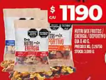Supermercados DIA Dia nutri mix frutos energia/deportno oferta