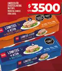 Supermercados DIA Dia lomitos de atún aceite, aqua oferta