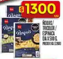 Supermercados DIA Dia ñoquis tricolor/ espinaca oferta