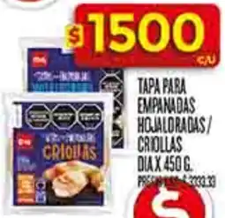 Supermercados DIA Dia tapa para empanadas hojaldradas/ criollas dia oferta