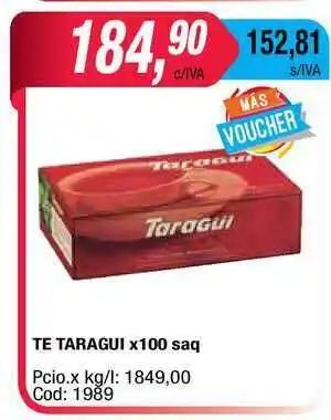 Maxiconsumo Taragui Te x100 saq oferta