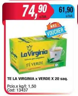 Maxiconsumo La Virginia Te x Verde x 20 saq. oferta