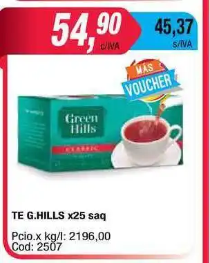 Maxiconsumo Green Hills Te x25 saq. oferta