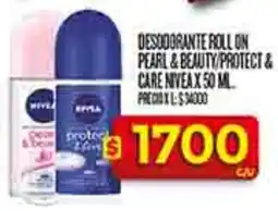 Supermercados DIA Nivea desodorante roll on pearl&beauty protect & care oferta