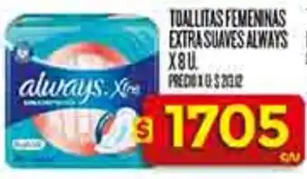 Supermercados DIA Always toallitas femeninas extra suaves oferta