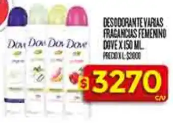Supermercados DIA Dove desodorante varias fragancias femenino oferta