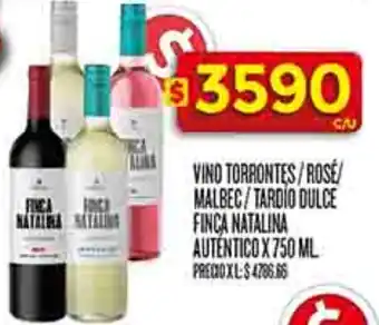 Supermercados DIA Finca natalina autentico vino torrontes/rose/ malbec/tardio dulce oferta