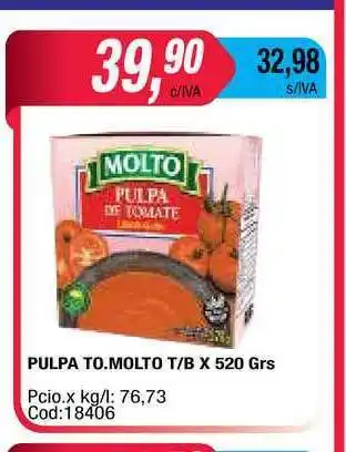 Maxiconsumo Molto Pulpa Tomate T/b x 520grs oferta